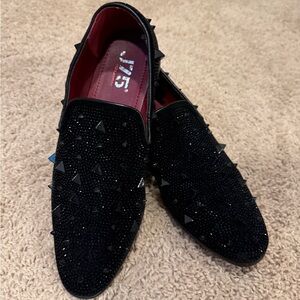 Men's Black Studded Loafers